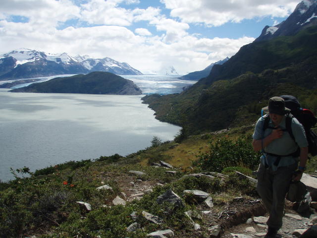 Hiking away from Glacier Grey