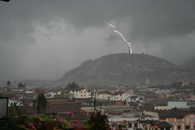 Lightning strike on the Virgen De Quito